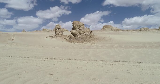 Aerial view of yardang landform landscape in the west of China
