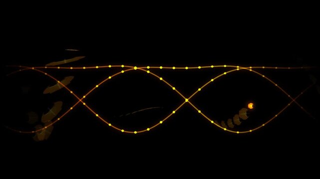 Abstract glowing golden wave pattern on black background