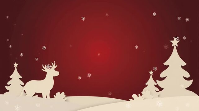 シンプルでかわいい切り絵のようなクリスマスのイメージのイラスト背景動画