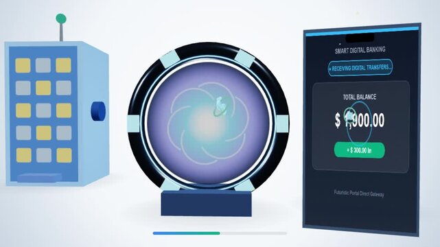 Direct deposit animation showing money transfer to mobile phone