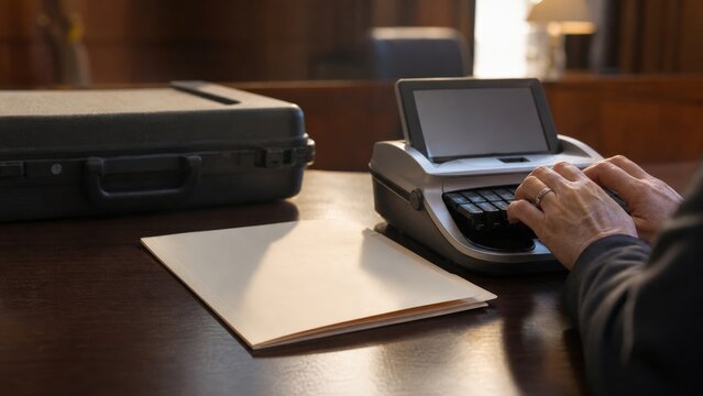 Court Reporter Stenography - Operating the stenotype keys for arbitration suite