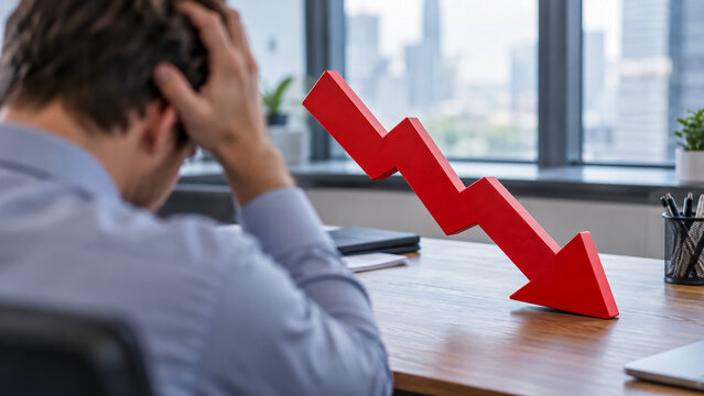 業績悪化と売上減少に直面するビジネスパーソン