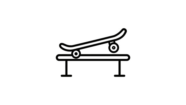 Skateboard on grind rail icon simple black vector line art illustration.