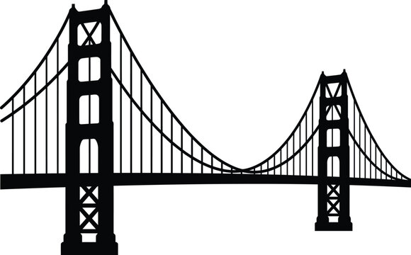 Golden gate bridge silhouette vector. San francisco bridge vector icon
