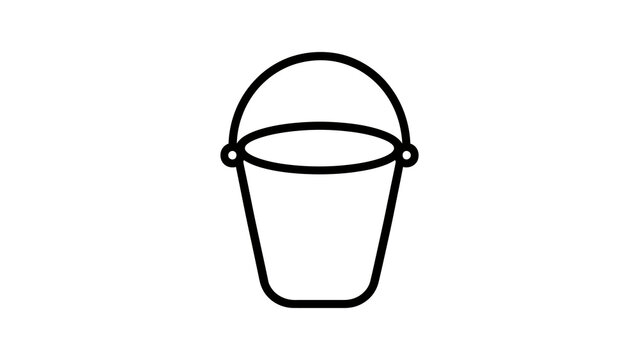 Water bucket icon outline style for cleaning and household maintenance.
