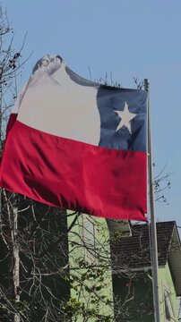 Chilean Flag Waving on Flagpole