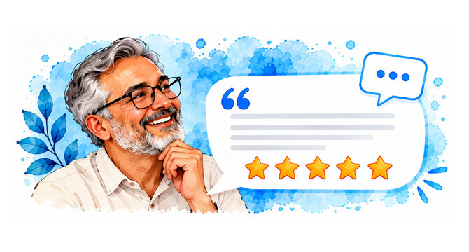 Digital Watercolor Customer Testimonial and Review Banners Featuring Diverse People, Quote Bubbles, Feedback and Rating Elements with Copy Space, Testimonial illustration concept in white background