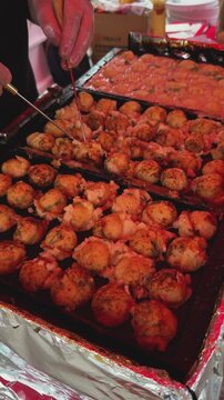 Delicious japanese food takoyaki Stock Video