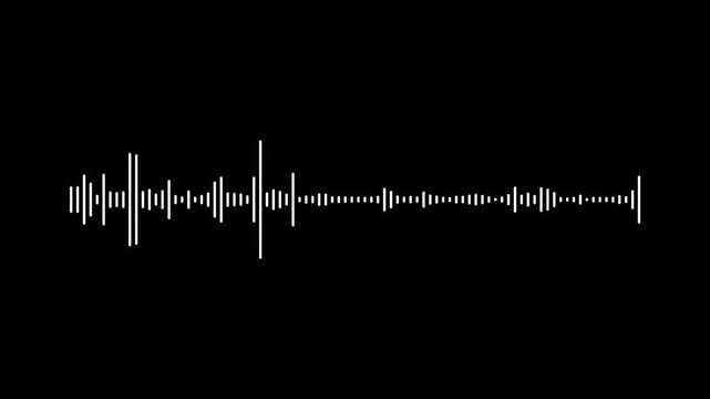 dynamic white audio waveform voice record visualizer and modern sound spectrum lines bouncing to rhythm, blackbackground elegant 4k music equalizer effect for video editing and content creators