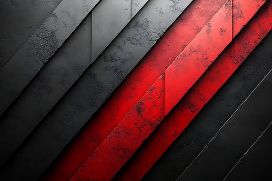Heavy grunge texture defines diagonal red and black lines creating a raw and edgy feel