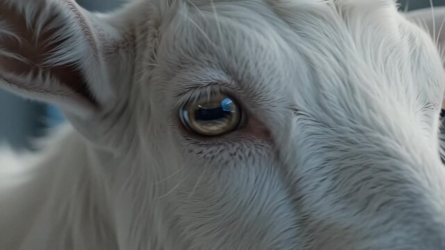 A goat flying in abscence of gravity in space ship in earth orbit. Space travel GOAT. 