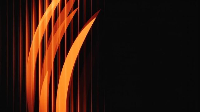 Orange light streaks radiate across a black background radiance illumination glow streak rays lines shimmers flares beams abstract dynamic energy motion swift swiftness swiftly velocity