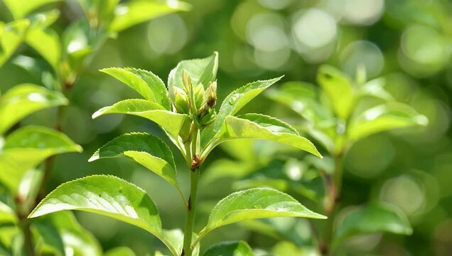 clean 4K background shot captures fresh green leaves softly blurred behind the focal point offering an elegant natural texture suitable for presentations design layouts and relaxing visual