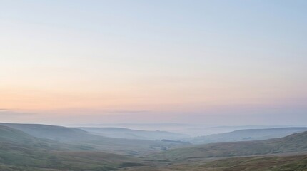 Fototapeta premium A serene landscape showcases a vast valley stretching into the distance.