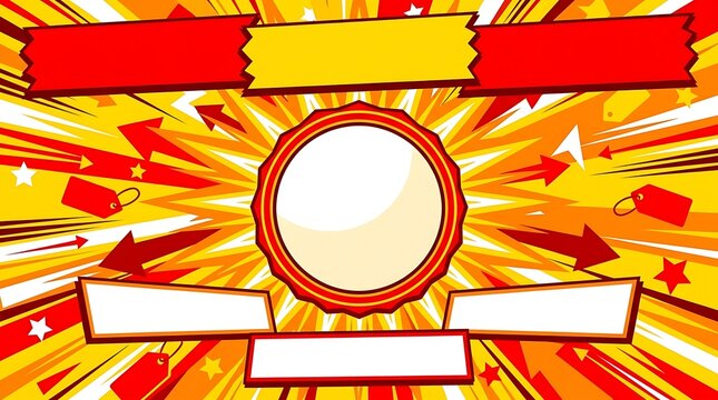 Comic book style background with blank frames for promotional text