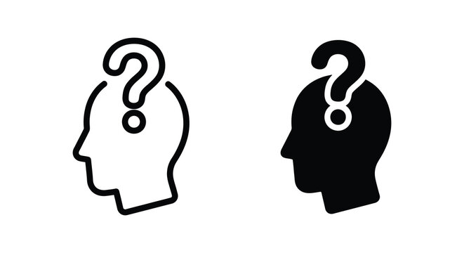 Human head silhouette with question mark a conceptual icon illustration