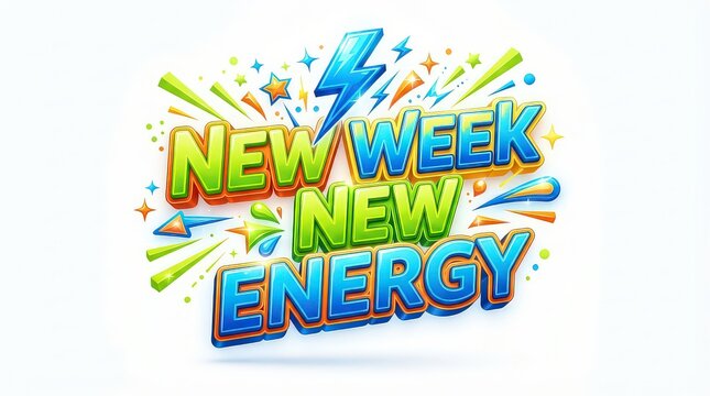 New week new energy colorful 3d text design
