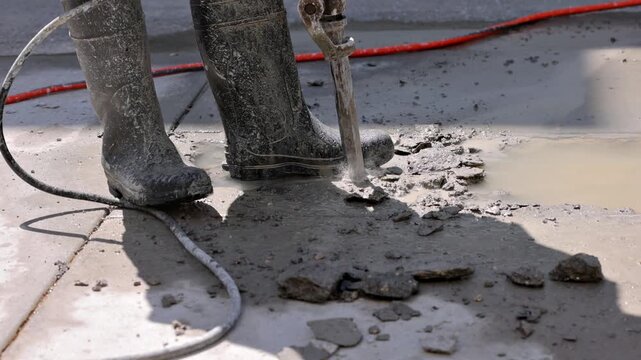 Jack Hammer breaking up concrete.