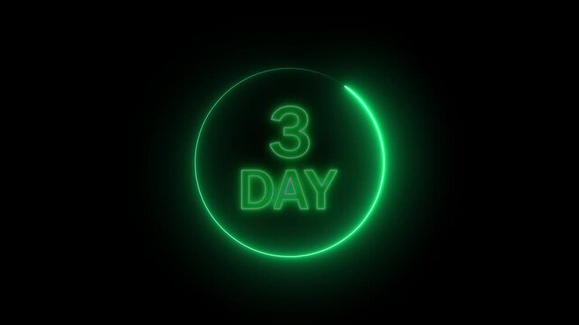 Neon counting 3 day animation. Counting 3 days to go. Counting timer number and video