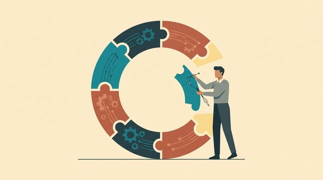 Continuous improvement cycle with modular processes, teamwork and operational optimization