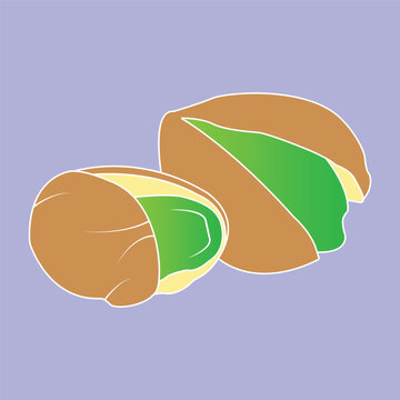 Flat Vector Illustration of Pistachio Nuts