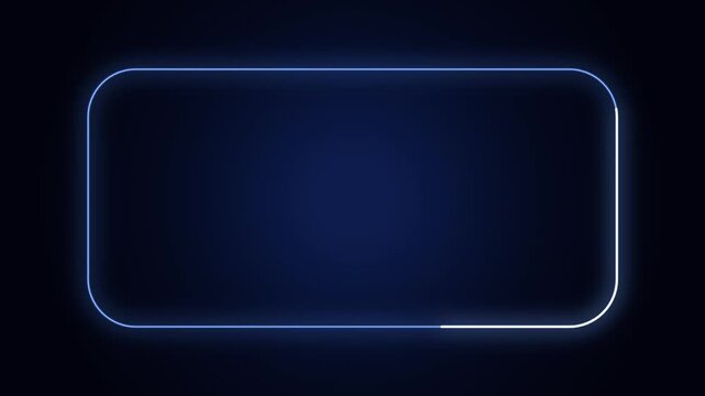 Neon glowing loading bar frame with rounded corners, abstract digital progress indicator overlay for ui and tech presentations