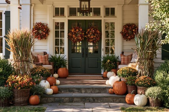Cozy autumn porch decorating for fall and Halloween