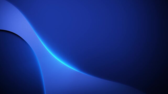 Neon blue flowing wave shapes with soft shadows loop background