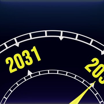 New Year 2032 Clock Countdown Concept Motion Graphics Loop.
