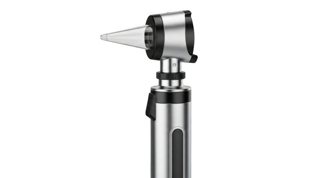 Medical otoscope diagnostic tool isolated on a transparent background