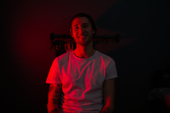 Portrait of tattoo artist in his studio