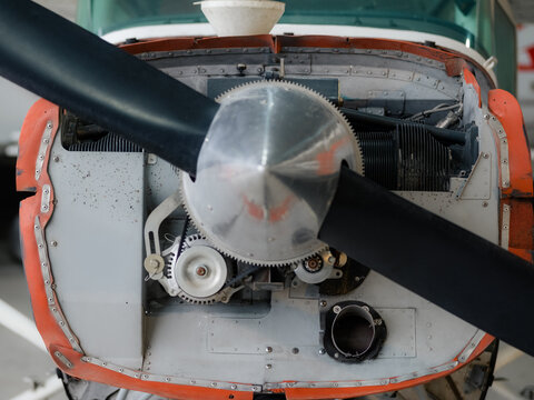 Aircraft Engine Exposed During Maintenance in a Hangar