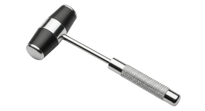Medical reflex hammer with rubber head isolated on a transparent