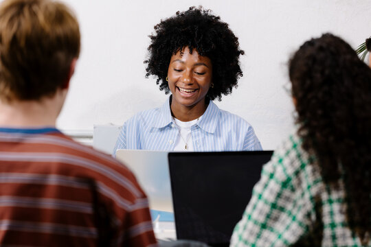 Business woman participating in the development of a board