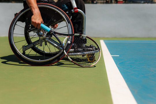 Adaptive Wheelchair Tennis Player On Court Wheelchair