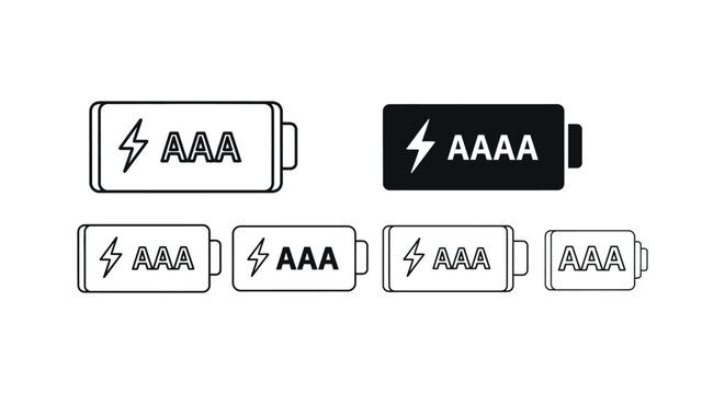 Flat design aaa battery icons set