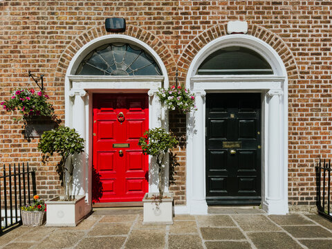 Georgian doors on Merrion Square in Dublin, Ireland