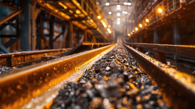 Industrial Conveyor Carrying Raw Mineral 