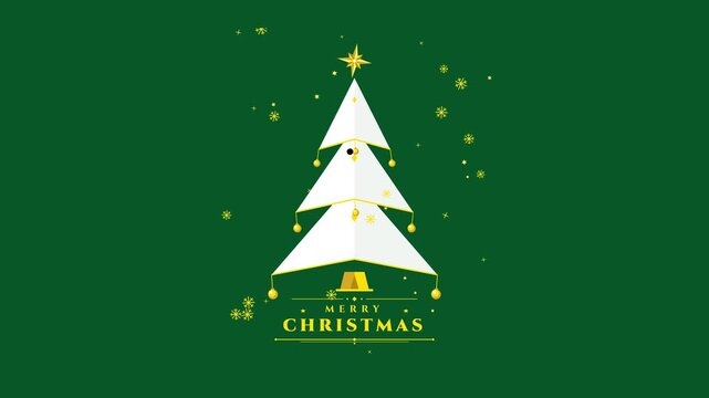 Minimalist white christmas tree icons on a green background