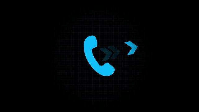 Smart phone call ring with arrow icon animation with isolated black background. Incoming call ring icon 4k video.. 
