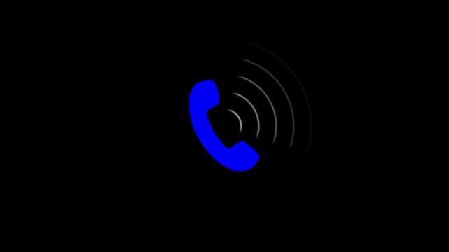 Smart phone call ring with Wi Fi icon animation with isolated black background. Incoming call ring icon 4k video
