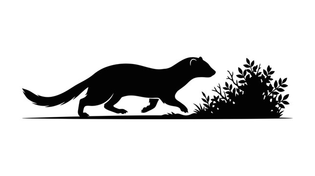Black weasel wildlife silhouettes set, three forest animal vector icons, wildcat profile illustrations for logo design and nature branding projects