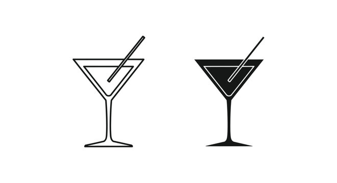 Martini glass with stirrer vector illustration