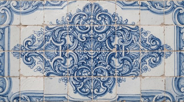 Dark blue Portuguese ceramic azulejo tile medallion pattern on a smooth white background.