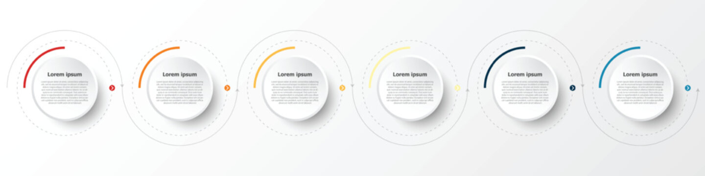 A simple, user-friendly infographic suitable for presenting workflow steps or explaining various details; it covers a total of 6 topics.