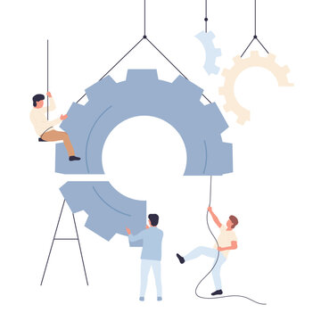 Project development team. Project manager, business project workflow vector illustration