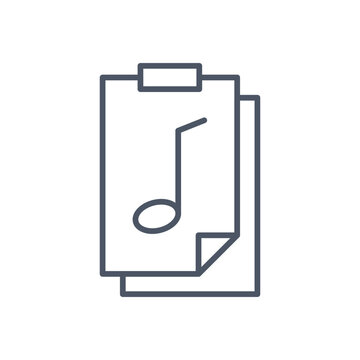 A minimalist vector icon of a music sheet with a musical note