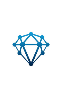 Abstract Diamond Network Logo with Connected Digital Nodes on White Background