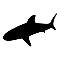 Obraz premium Black silhouette shark swimming graphic - Stylish black silhouette vector of a shark swimming, clean and modern design for illustrations or icons.