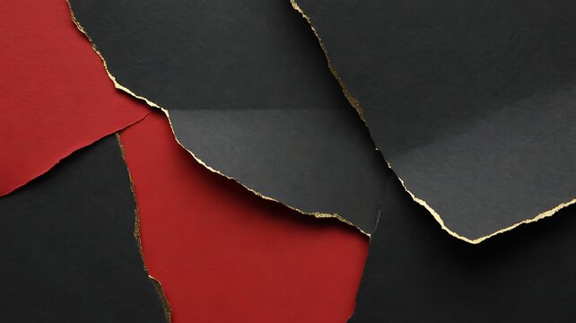 Abstract torn paper background with layered black and red textures